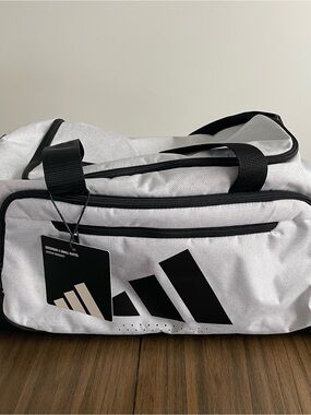 NWT Adidas Defender 5 Small Duffel Bag Twill White and Black